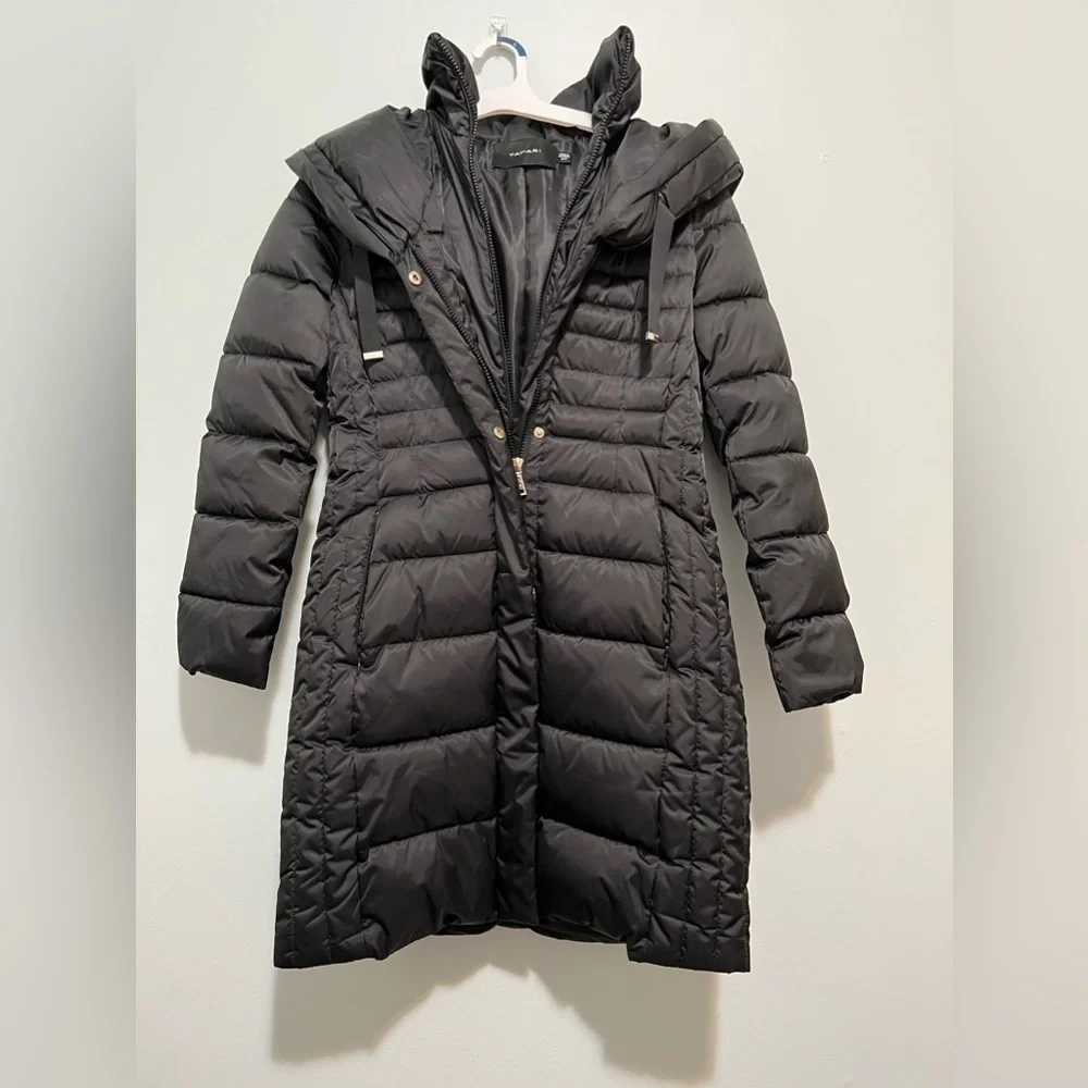 Tahari Black Mia Fitted Puffer Coat 02. - Picture 16 of 16